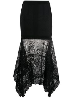 Alexander McQueen юбка в технике пэчворк с кружевом