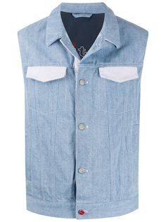 Kiton джинсовый жилет с контрастными карманами