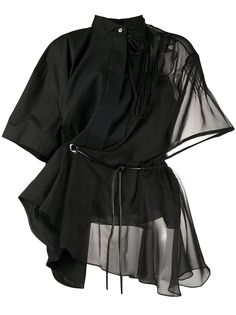 Sacai шифоновая рубашка асимметричного кроя