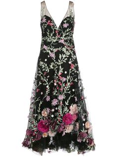 Marchesa Notte платье с цветочной вышивкой