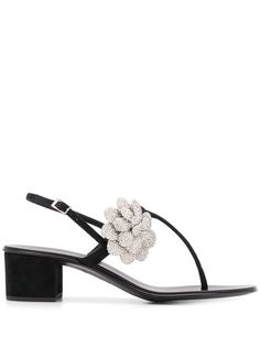 Giuseppe Zanotti босоножки с Т-образным ремешком и цветочной аппликацией