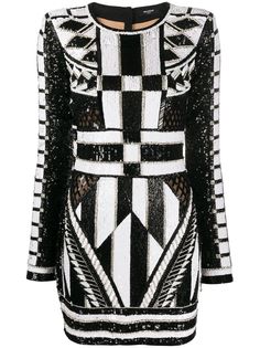 Balmain облегающее платье с пайетками и кристаллами