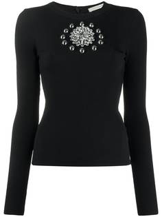 Christopher Kane джемпер в рубчик с кристаллами