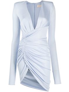 Alexandre Vauthier платье мини с глубоким вырезом и сборками