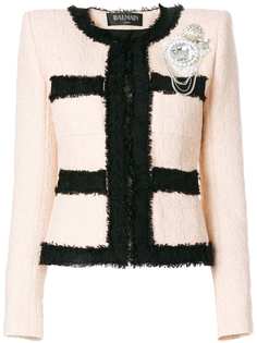 Balmain жакет букле с брошью