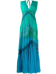 Alberta Ferretti платье макси с кружевными вставками