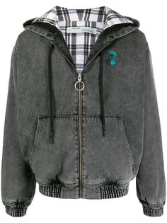 Off-White бомбер с капюшоном и эффектом потертости