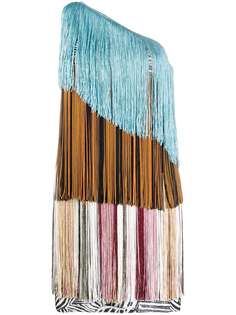 Missoni платье на одно плечо с бахромой