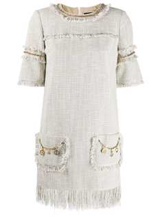 Elisabetta Franchi платье-трапеция с бахромой и цепочками