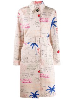 MSGM тренч с поясом и принтом