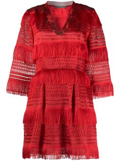 Alberta Ferretti платье мини с бахромой