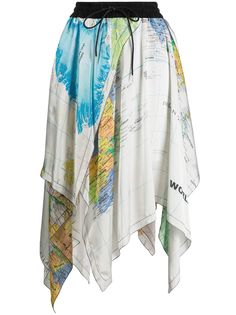 Sacai юбка с асимметричным подолом и принтом