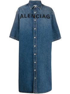 Balenciaga джинсовое платье-рубашка оверсайз