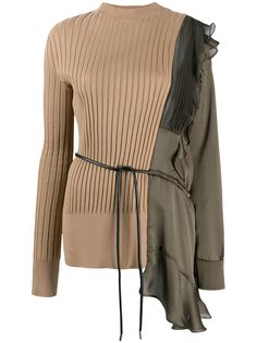 Sacai джемпер асимметричного кроя в технике пэчворк