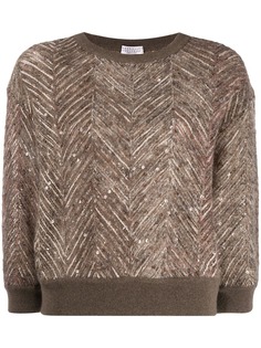 Brunello Cucinelli трикотажный джемпер с узором шеврон