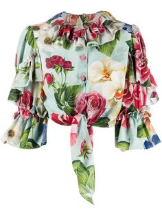 Dolce & Gabbana укороченная рубашка с цветочным принтом