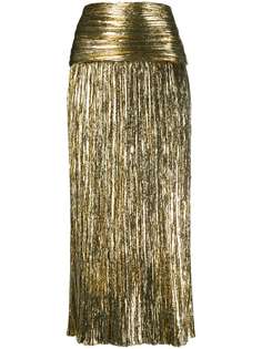 Saint Laurent плиссированная юбка с эффектом металлик