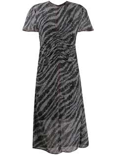 Rag & Bone платье миди с зебровым принтом и сборками