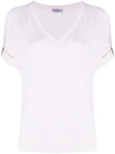 Brunello Cucinelli топ с V-образным вырезом и декорированными рукавами