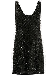 Balmain платье мини с заклепками и бисером