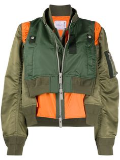 Sacai многослойный бомбер в стиле колор-блок