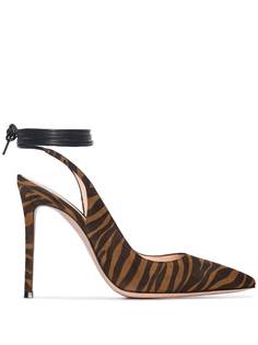 Gianvito Rossi туфли с зебровым узором и завязками