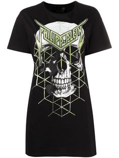 Philipp Plein платье-футболка с принтом Skull
