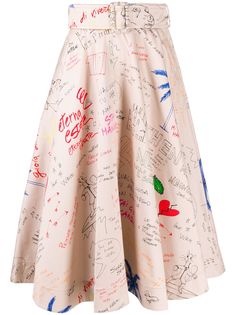MSGM пышная юбка миди с принтом