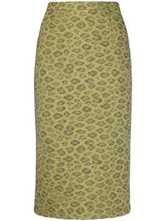 Rochas metallic floral embroidered pencil skirt