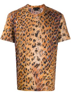 Versace декорированная футболка с леопардовым принтом