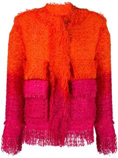 MSGM твидовый пиджак с бахромой