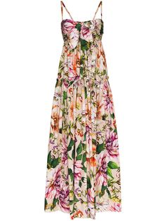 Dolce & Gabbana платье макси с цветочным принтом и завязками