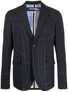 Junya Watanabe MAN полосатый пиджак с декоративной строчкой