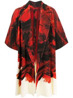 Homme Plissé Issey Miyake кимоно в рубчик с абстрактным принтом
