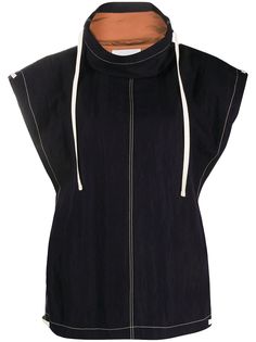 Jil Sander блузка с высоким воротником и контрастной строчкой