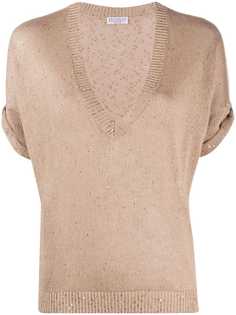 Brunello Cucinelli трикотажный топ с пайетками