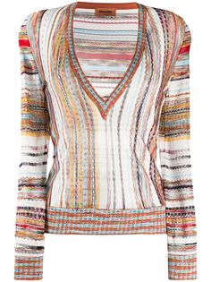 Missoni топ с длинными рукавами и глубоким V-образным вырезом
