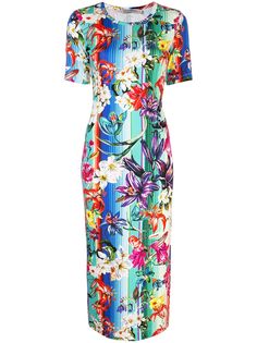 Mary Katrantzou платье в полоску с цветочным принтом