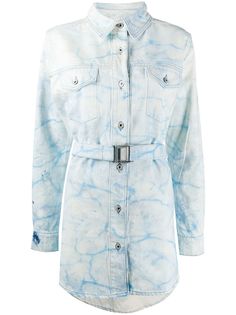 Off-White джинсовое платье-рубашка с эффектом потертости