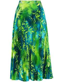 Versace плиссированная юбка миди с принтом Jungle