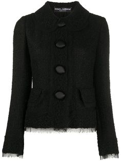 Dolce & Gabbana твидовый жакет с кружевными вставками