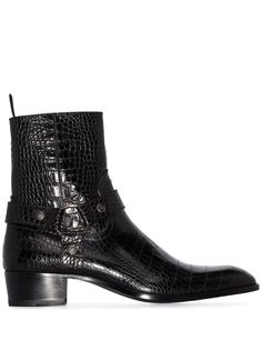 Saint Laurent ботинки Wyatt с тиснением под кожу крокодила