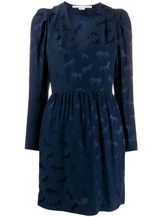 Stella McCartney жаккардовое платье Horse с длинными рукавами