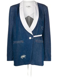 Mm6 Maison Margiela джинсовый блейзер с эффектом потертости