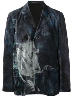 Yohji Yamamoto вельветовый пиджак с графичным принтом