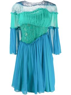 Alberta Ferretti платье с оборками и вставками