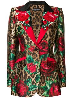 Dolce & Gabbana блейзер с леопардовым и цветочным принтом