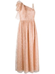 RedValentino платье на одно плечо с цветочным узором