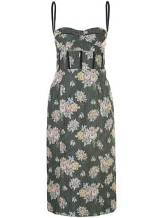 Brock Collection джинсовое платье миди с цветочным принтом