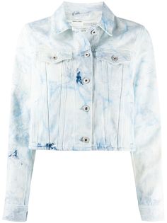 Off-White укороченная куртка из вареного денима